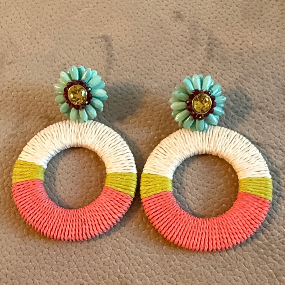 Colorful Floral Hoop Earrings